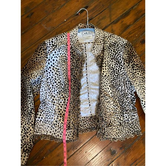 Carlisle Leopard Silk Blend Jacket, Fringe Cream, Black, Brown Blazer, Size 16 - Picture 9 of 10